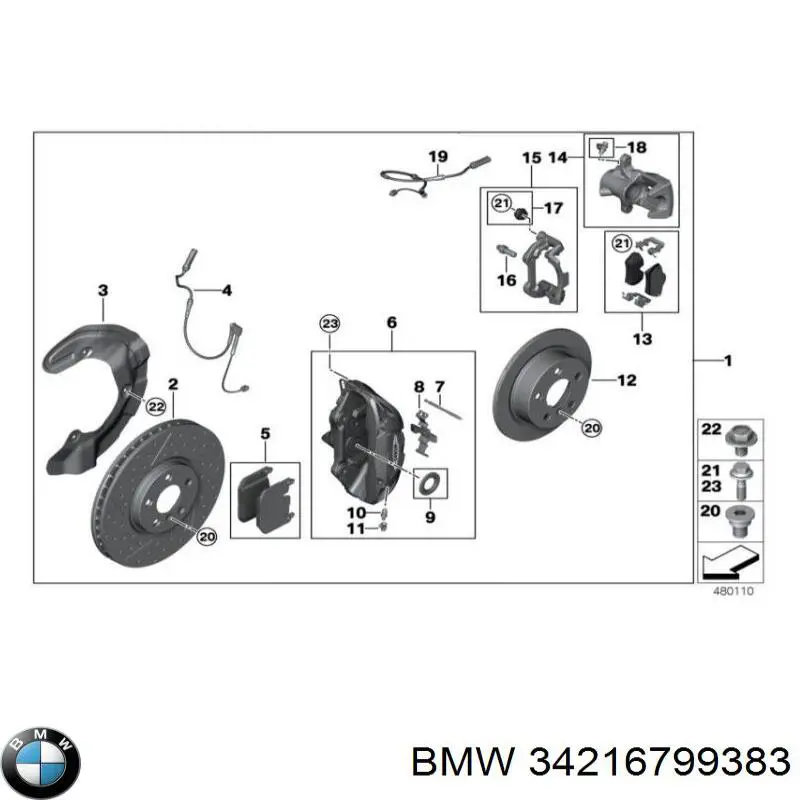 34216799383 BMW disco de freno trasero