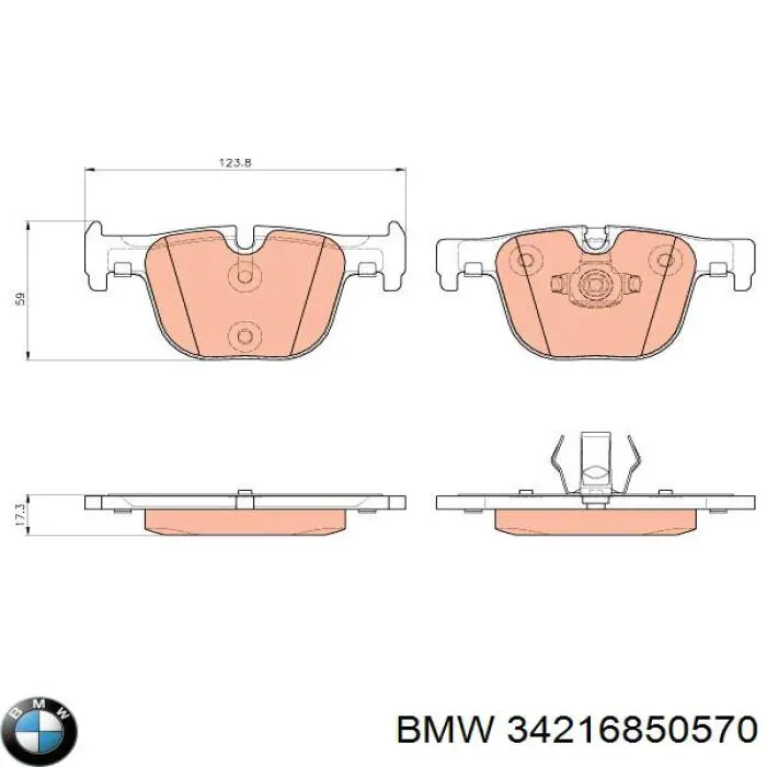 Pastillas de freno traseras 34216850570 BMW