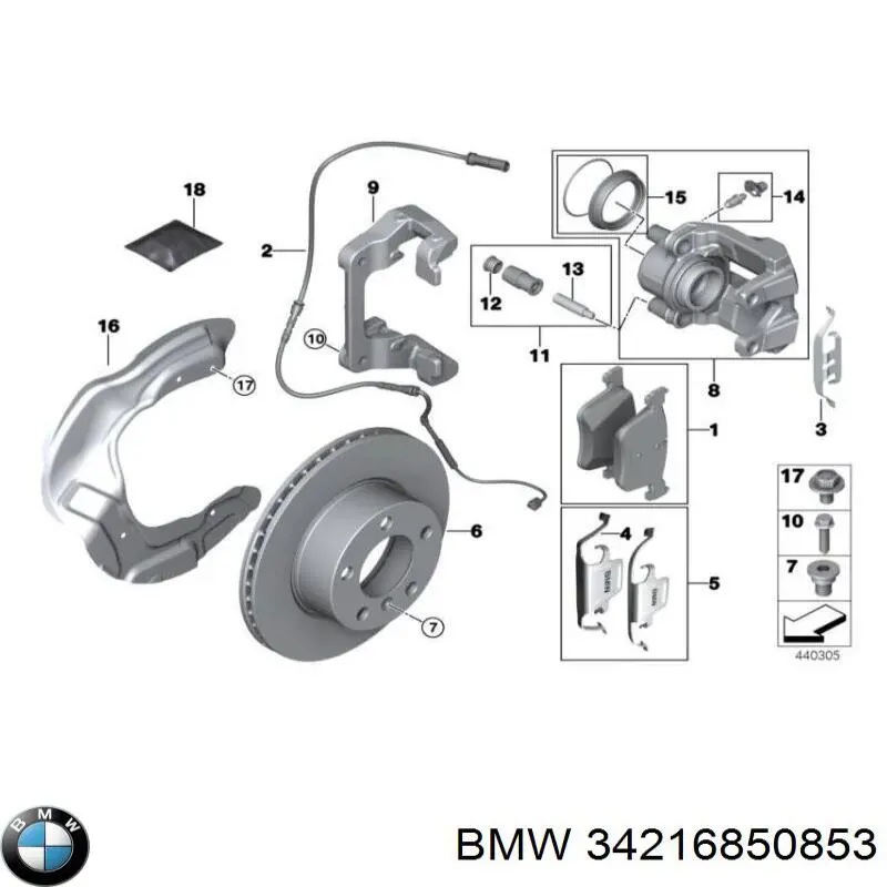 34216850853 BMW juego de reparación, pastillas de frenos