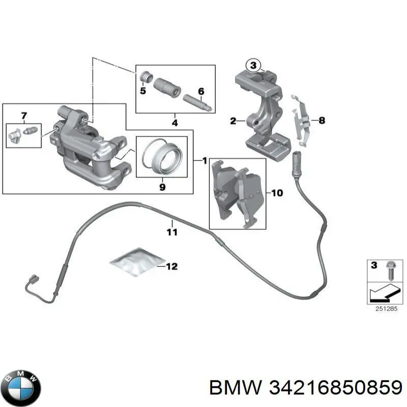Comprar 34216850859 BMW Juego de reparación, pinza de freno trasero