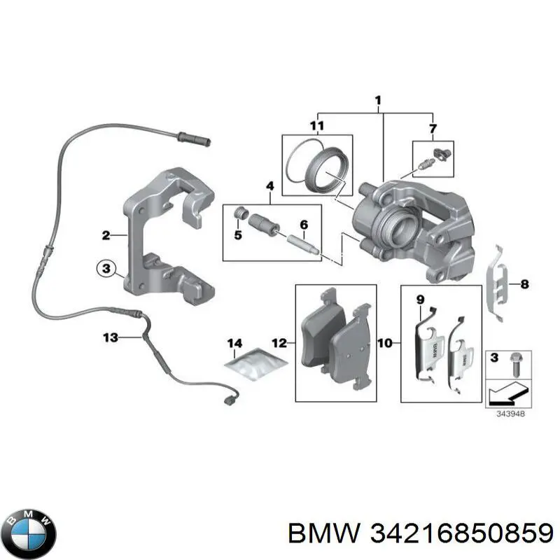Juego de reparación, pinza de freno trasero para BMW 2 (F23)