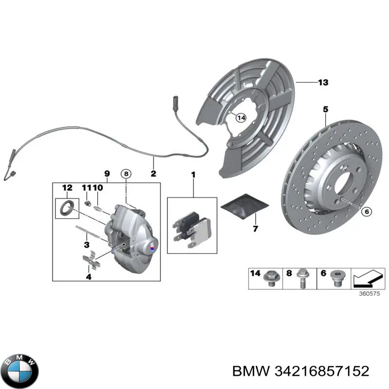 Juego de reparación de frenos traseros 34216857152 BMW