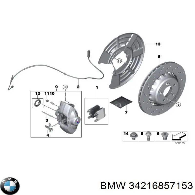 34216857153 BMW juego de reparación, pinza de freno trasero