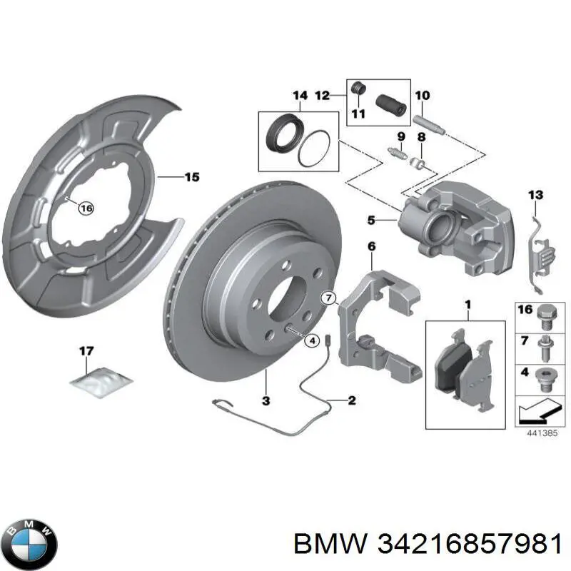 34216857981 BMW chapa protectora contra salpicaduras, disco de freno trasero