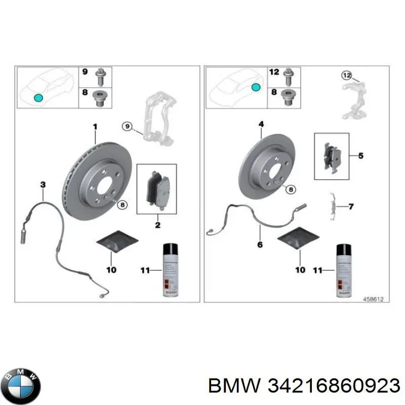 34216860923 BMW disco de freno trasero