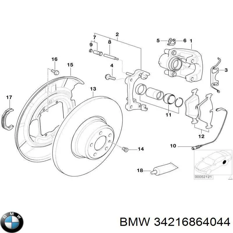 Disco de freno trasero 34216864044 BMW