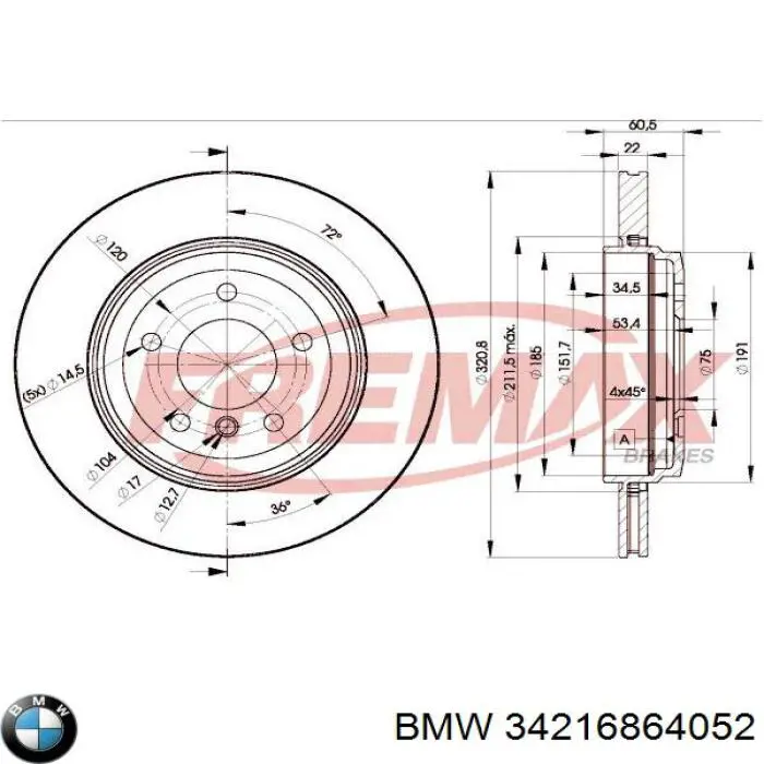 Frenos traseros BMW 34216864052