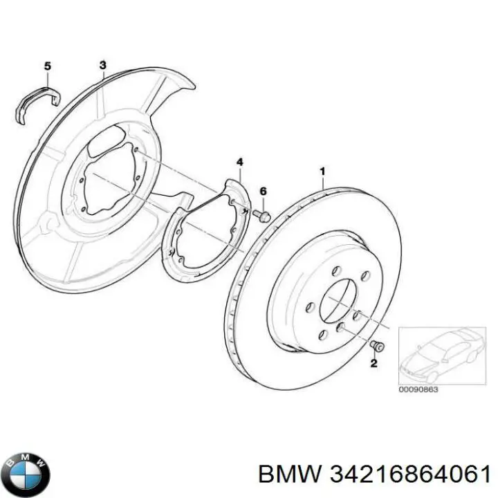 Disco de freno trasero 34216864061 BMW