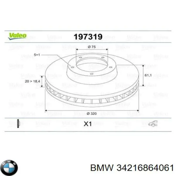 34216864061 BMW disco de freno trasero