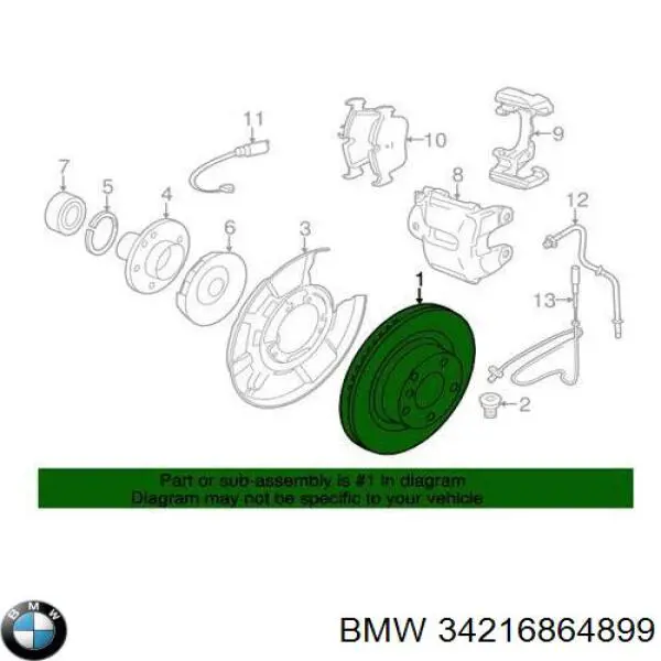 34216864899 BMW disco de freno trasero