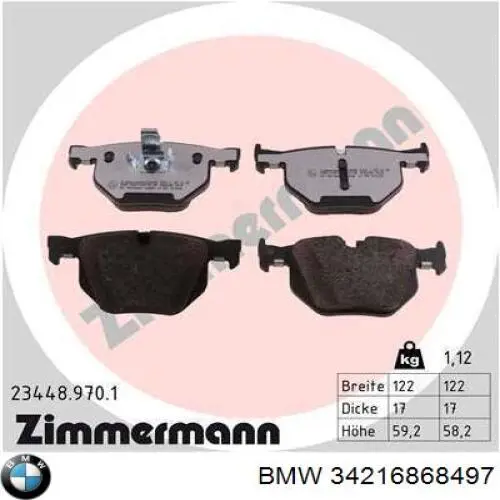 Pastillas traseras BMW 34216868497