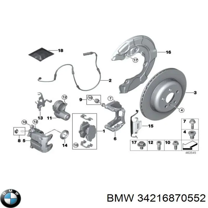 34216870552 BMW Pastillas freno traseras