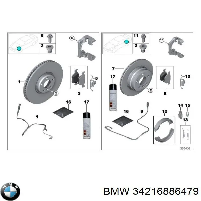 34216886479 BMW disco de freno trasero