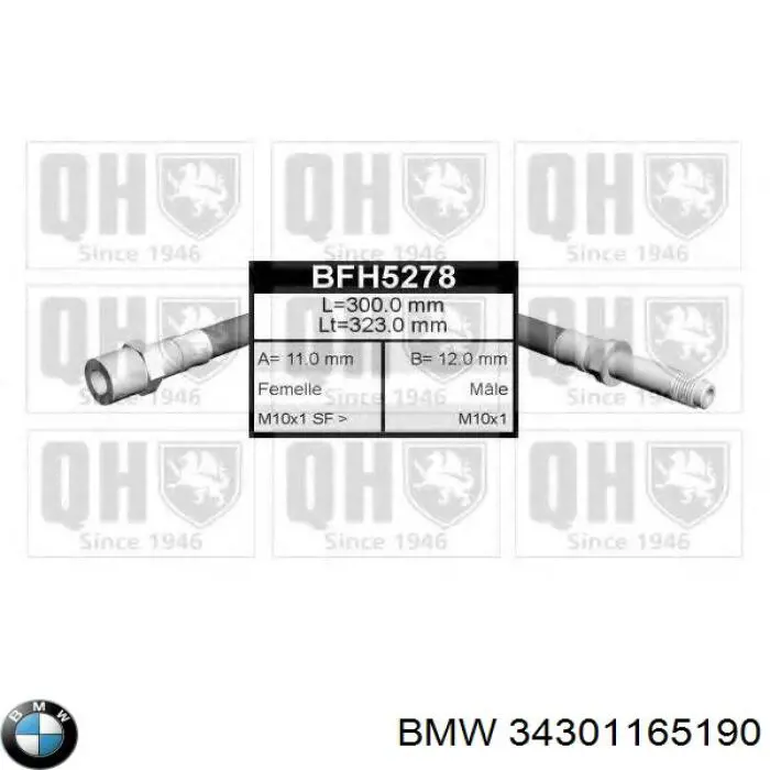 Manguera de freno trasera BMW 34301165190 precio, desde 10,06 EUR