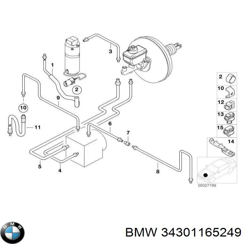 Latiguillos de freno delantero 34301165249 BMW
