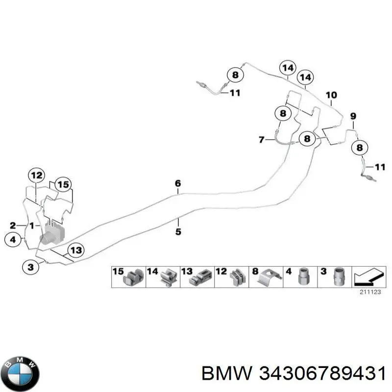 34306789431 BMW latiguillo de freno trasero