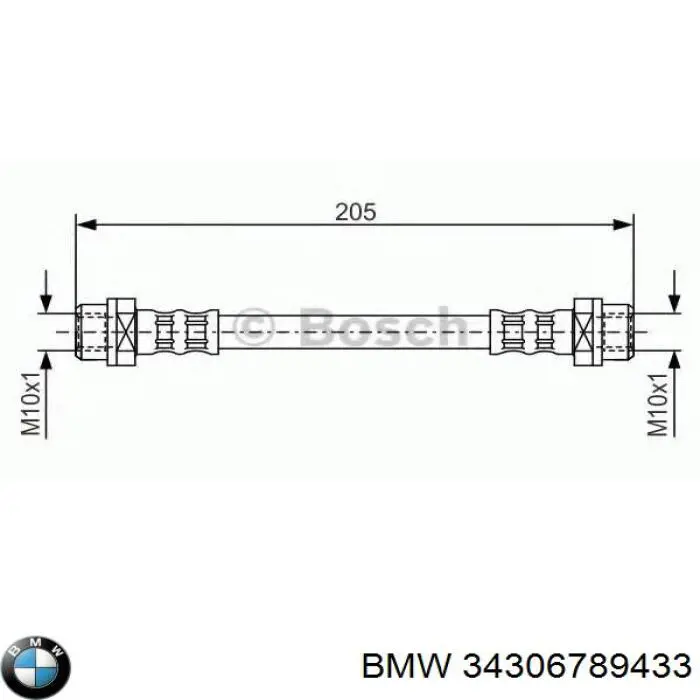 34306789433 BMW tubo flexible de frenos trasero