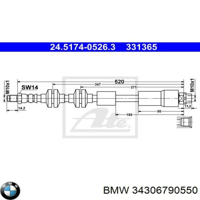 Tubo flexible de frenos delantero BMW 34306790550