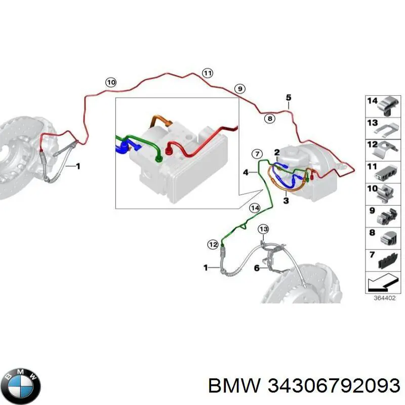 34306792093 BMW Clip de fijación de la rejilla del radiador al panel