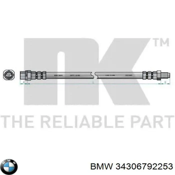 Comprar 34306792253 BMW Latiguillo de freno trasero