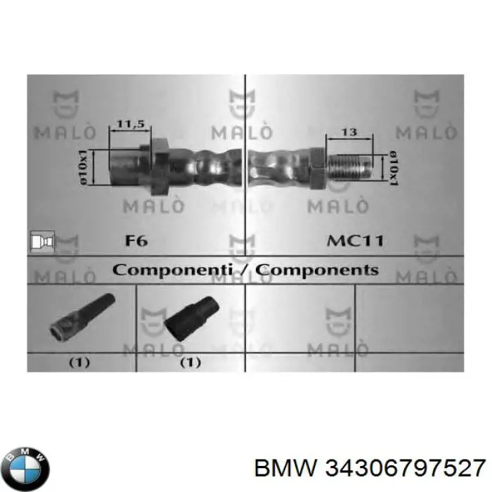 34306797527 BMW tubo flexible de frenos trasero