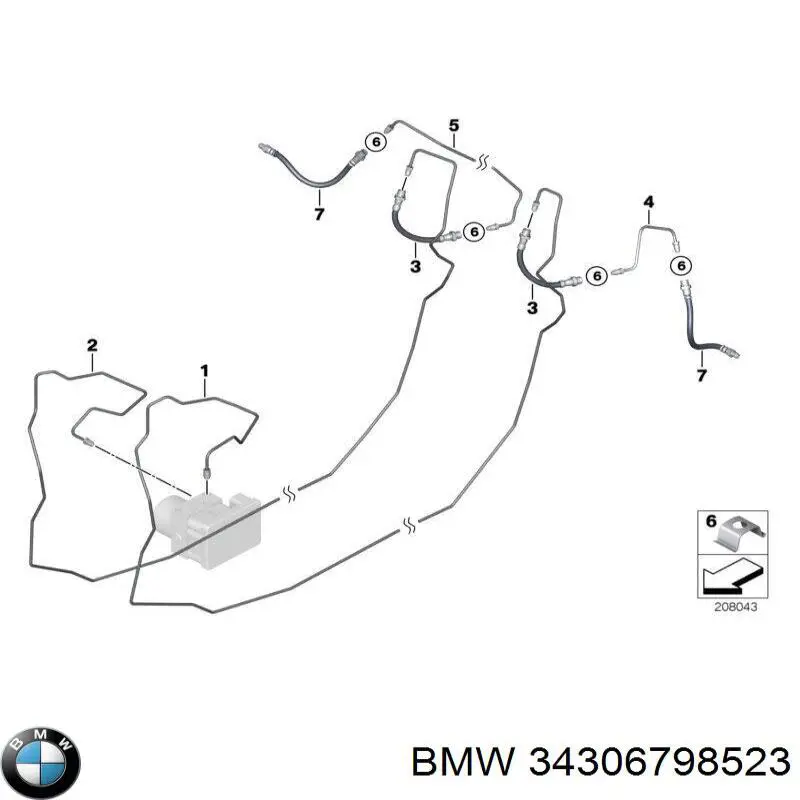 34306798523 BMW tubo flexible de frenos trasero