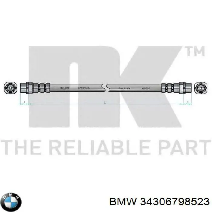 Manguera de freno trasera BMW 34306798523 precio, desde 8,49 EUR