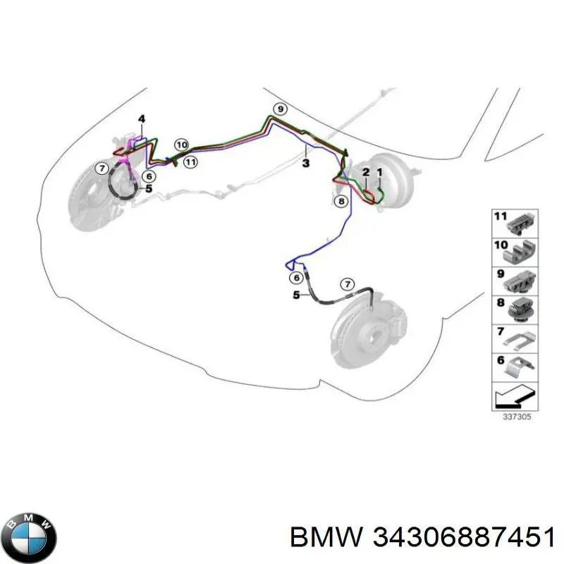 34306887451 BMW Tubo de frenos delantero
