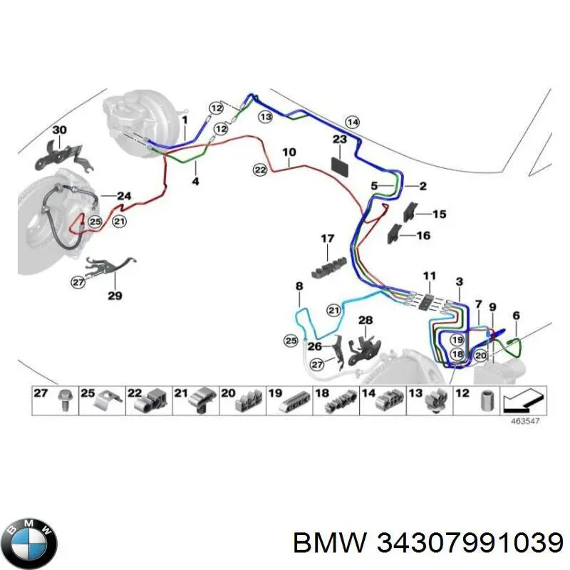 Latiguillos de freno delantero BMW 5 sedán (G30, F90) (2016 - 2026) precio, desde 12,95 EUR