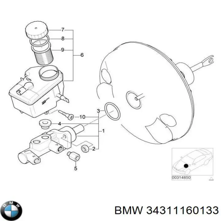 Kit de reparación cilindro de freno principal 34311160133 BMW