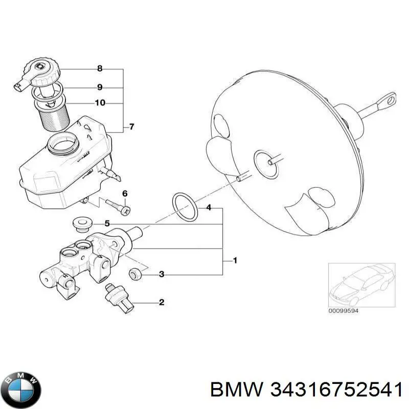 34316752541 BMW cilindro principal de freno