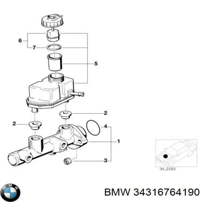 Cilindro maestro de frenos 34316764190 BMW