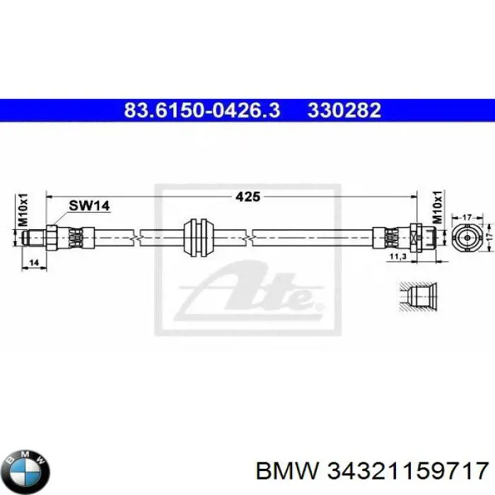 Latiguillos de freno delantero BMW 34321159717 precio, desde 9,38 EUR