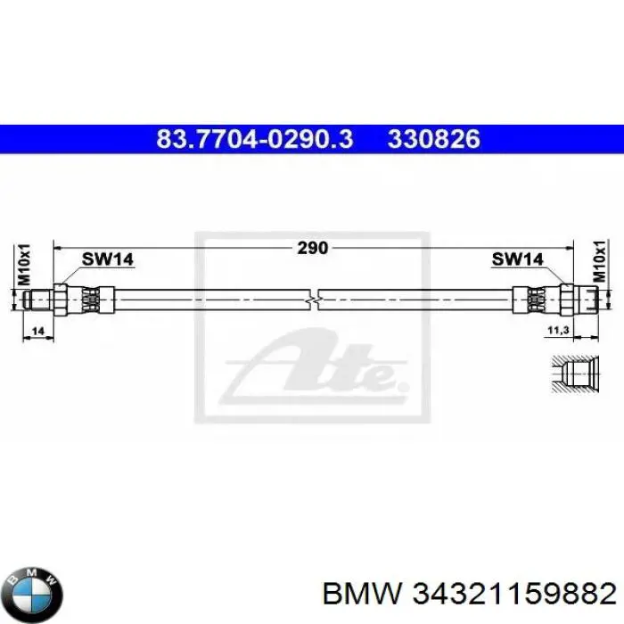 34321159882 BMW tubo flexible de frenos trasero