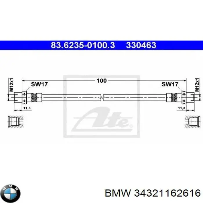 Manguera de freno delantera izquierda BMW 34321162616 precio, desde 8,31 EUR