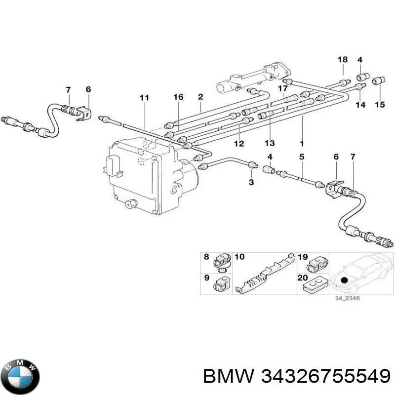 Tubo central de freno trasero BMW 34326755549 precio, desde 13,67 EUR