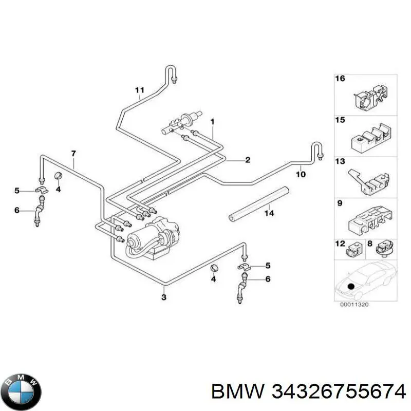 Comprar 34326755674 BMW Tubo de freno trasero derecho