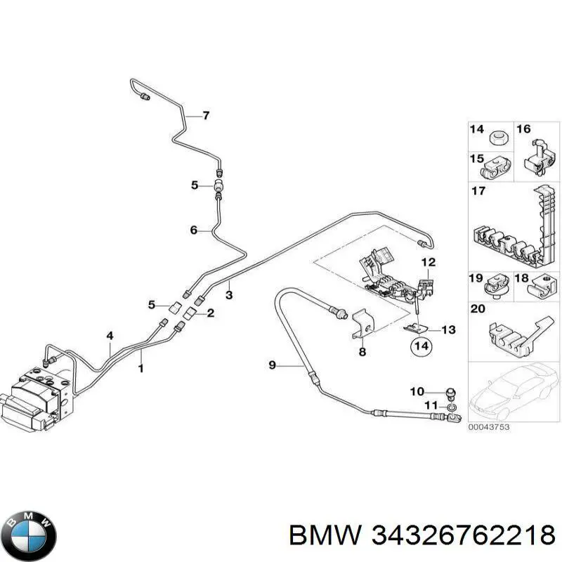 34326762218 BMW tubo flexible de frenos trasero derecho