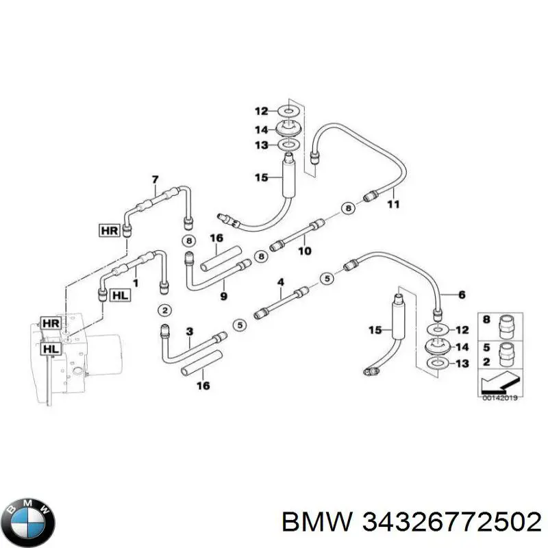Manguera de freno trasera derecha BMW 34326772502 precio, desde 43,14 EUR