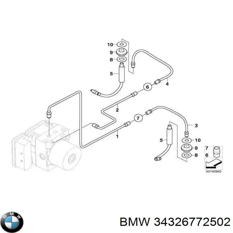 34326772502 BMW tubo flexible de frenos trasero derecho