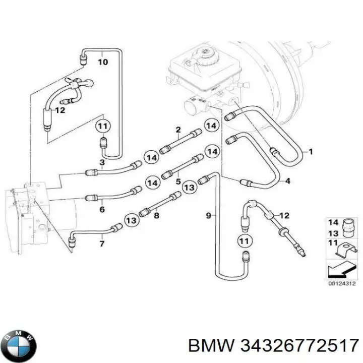 34326772517 BMW tubo flexible de frenos trasero derecho