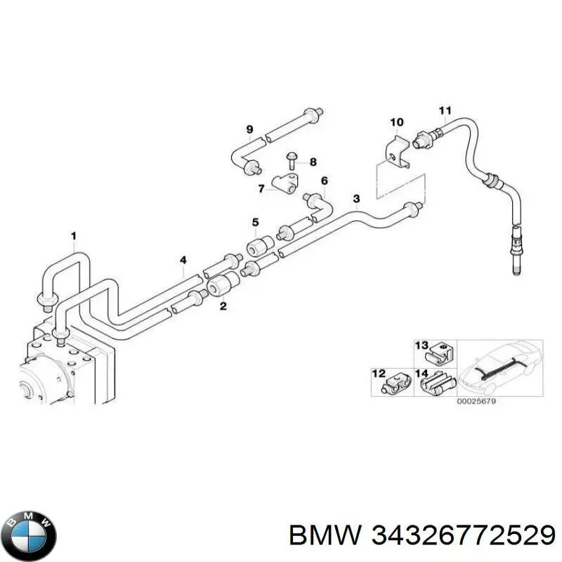 34326772529 BMW tubo flexible de frenos trasero derecho