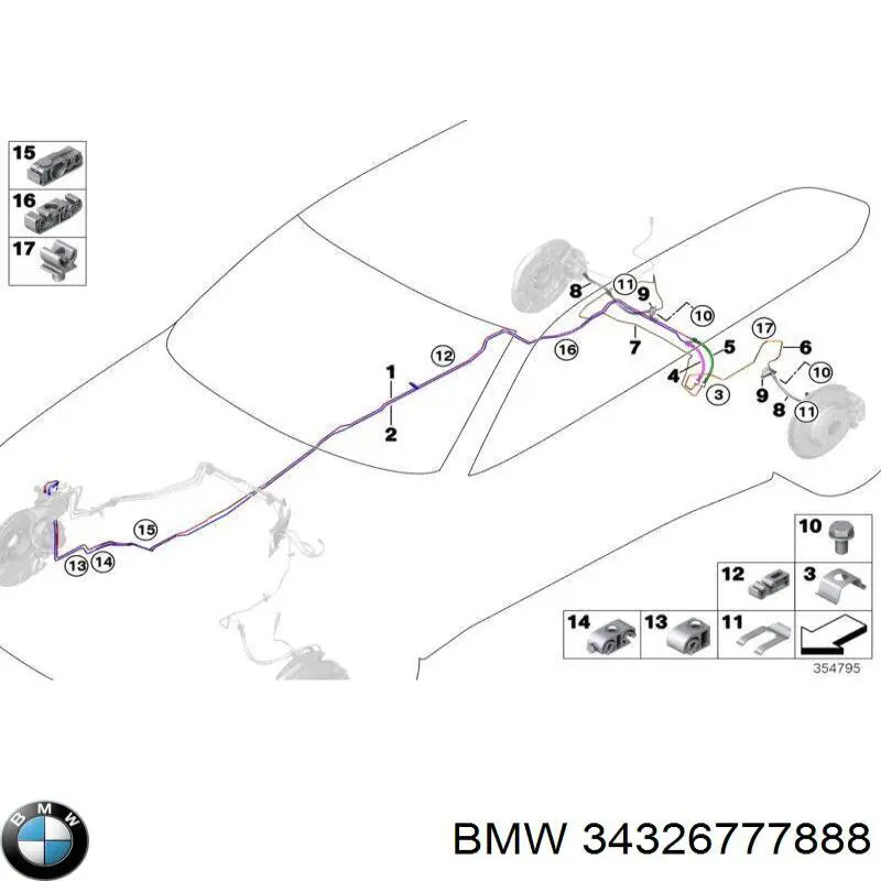 34326777888 BMW tubo flexible de frenos trasero derecho