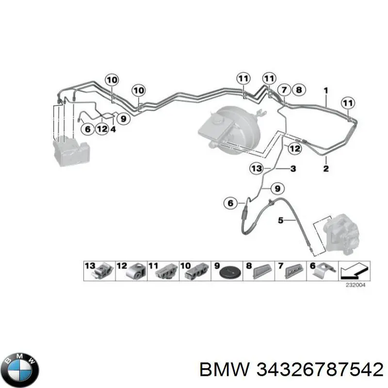 34326787542 BMW tubo flexible de frenos trasero derecho