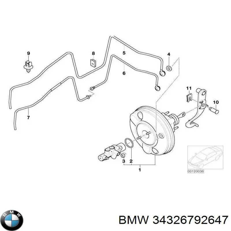 34326792647 BMW Manguera de freno trasero derecho