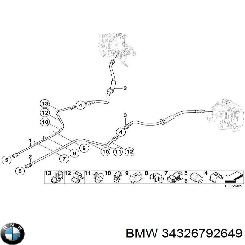 34326792649 BMW tubo flexible de frenos trasero derecho