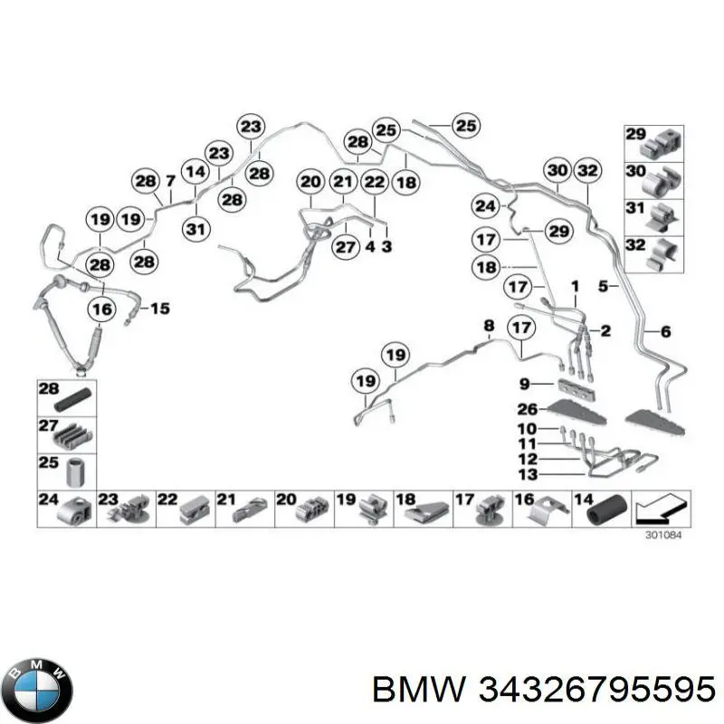 Comprar 34326795595 BMW Tubo de freno delantero izquierdo