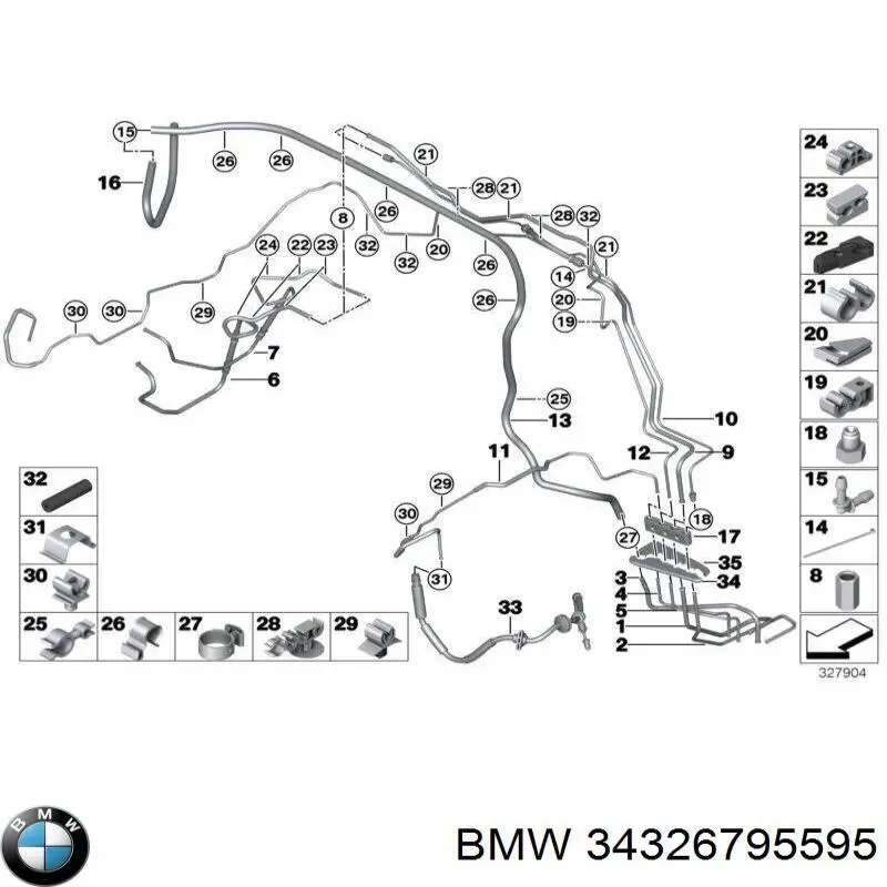 Tubo de freno delantero izquierdo BMW 34326795595