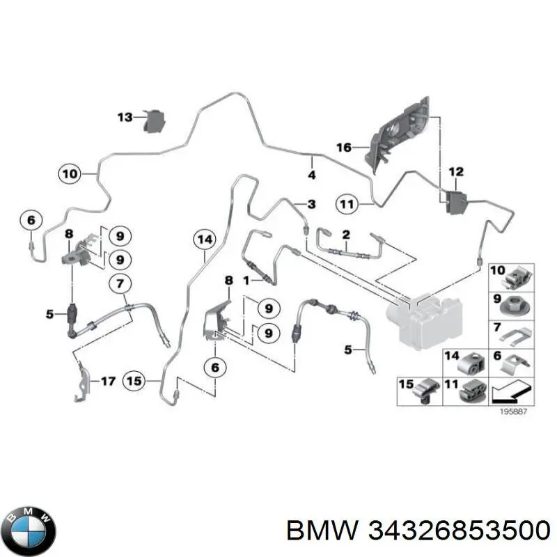 34326853500 BMW tubo flexible de frenos trasero derecho