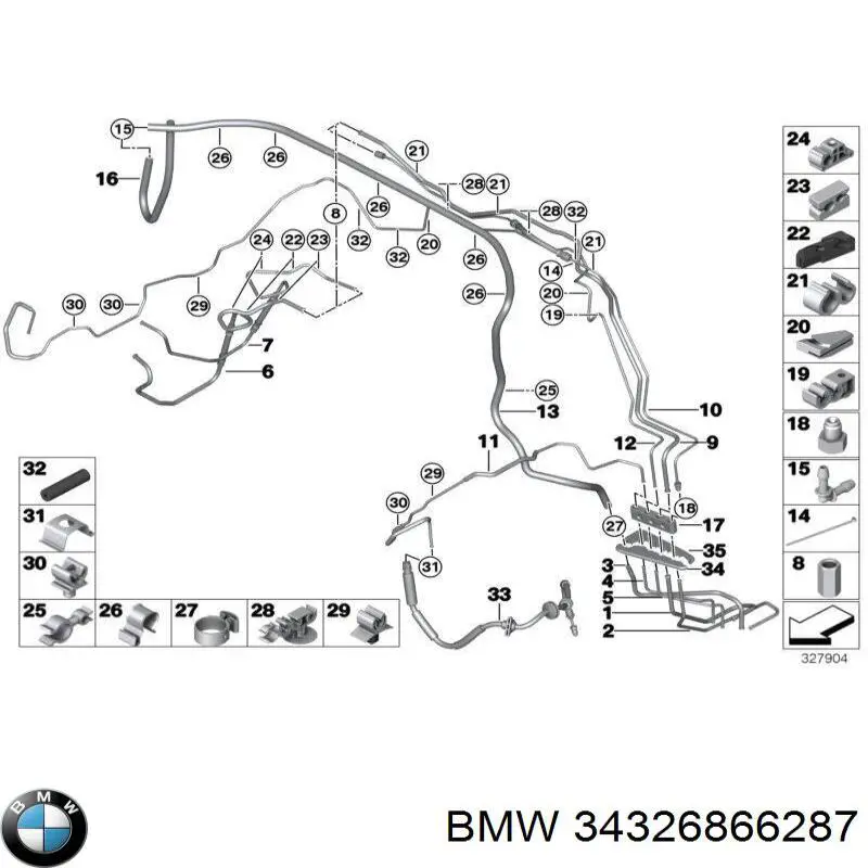 Tubo de freno delantero derecho BMW 34326866287 precio, desde 67,32 EUR